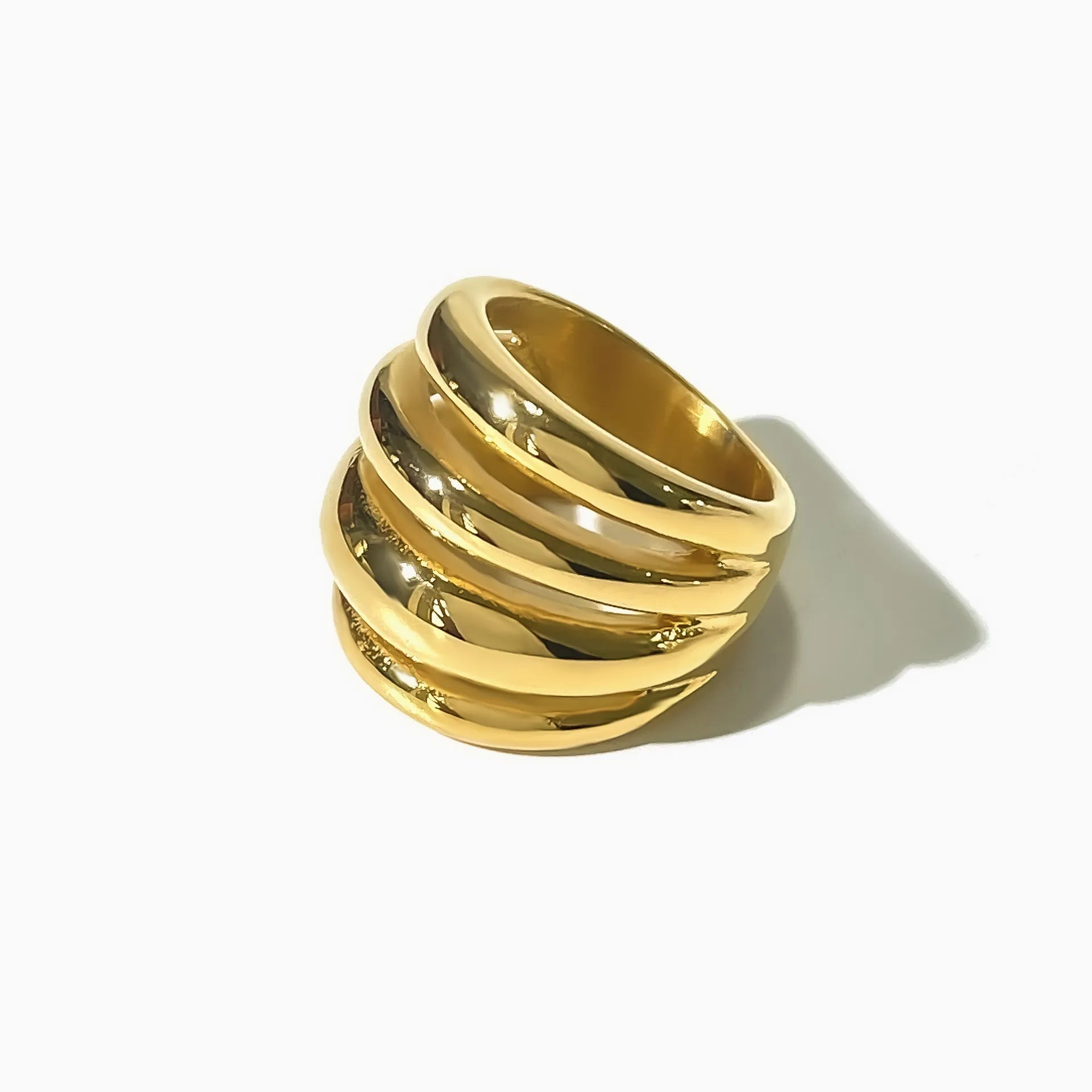 18K Gold-Plated Multi-Layer Statement Ring OutfitFlow