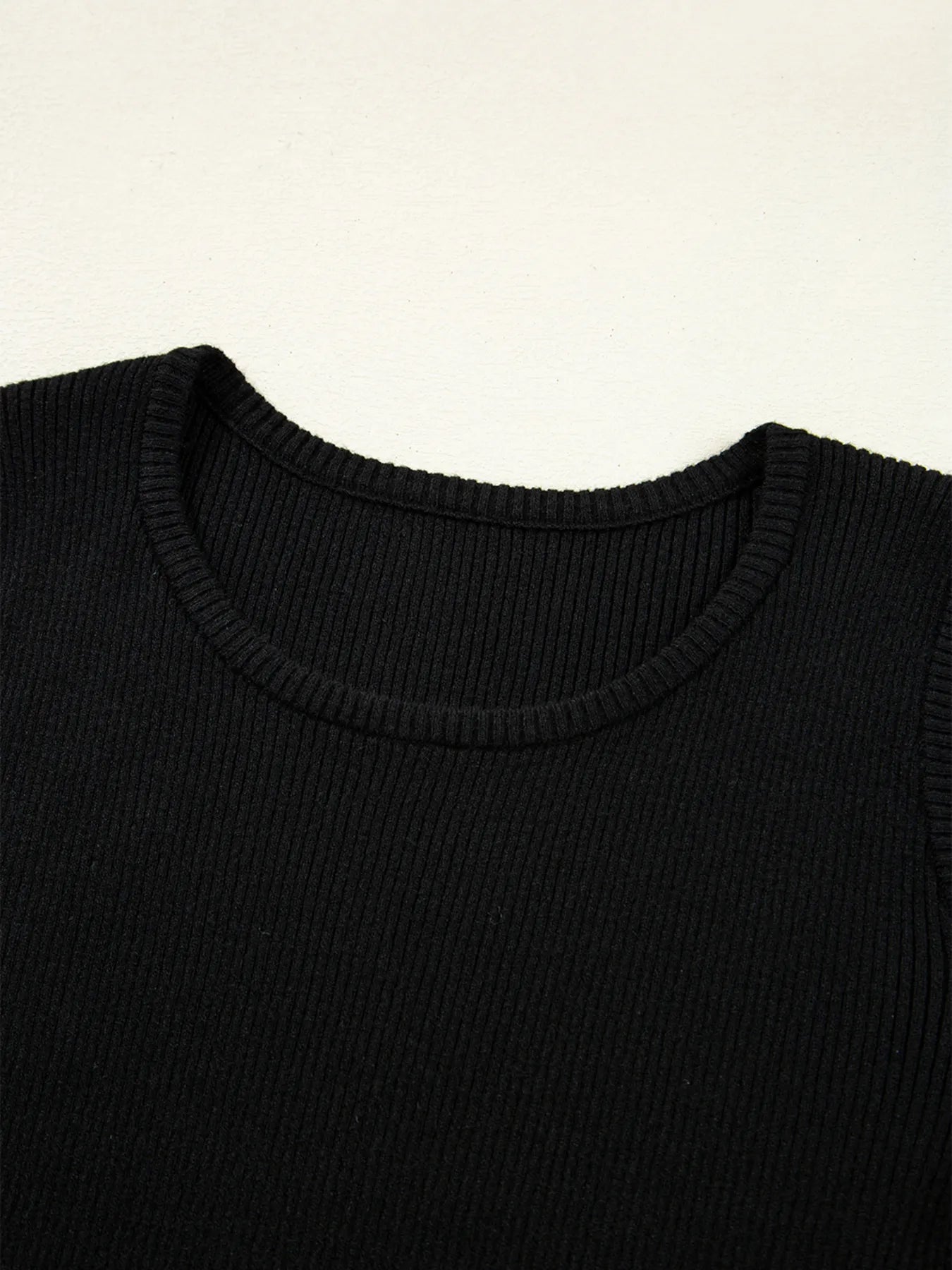 Ribbed Knit Cold Shoulder Sweater OutfitFlow