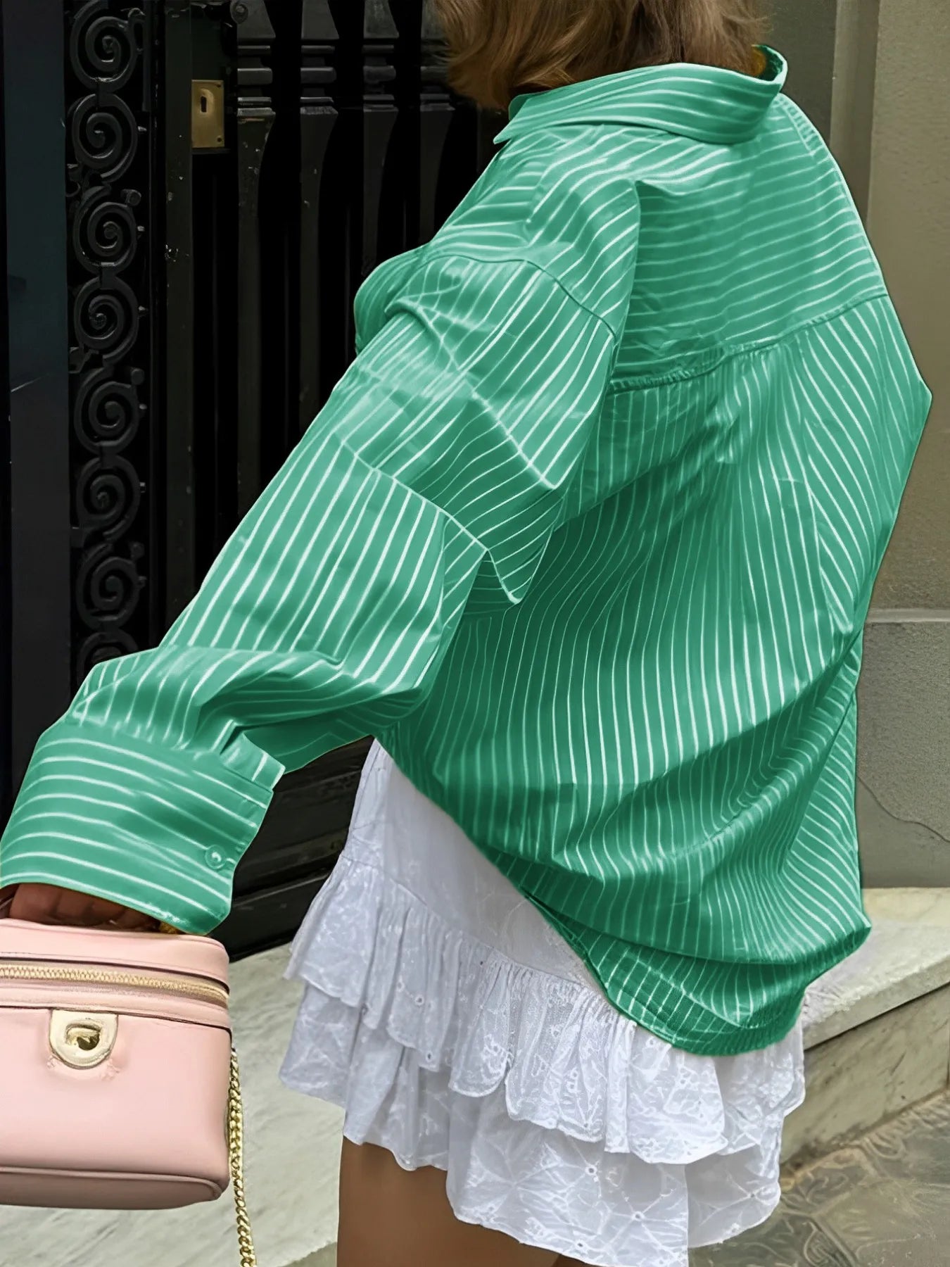 Oversized Striped Button-Down Shirt OutfitFlow