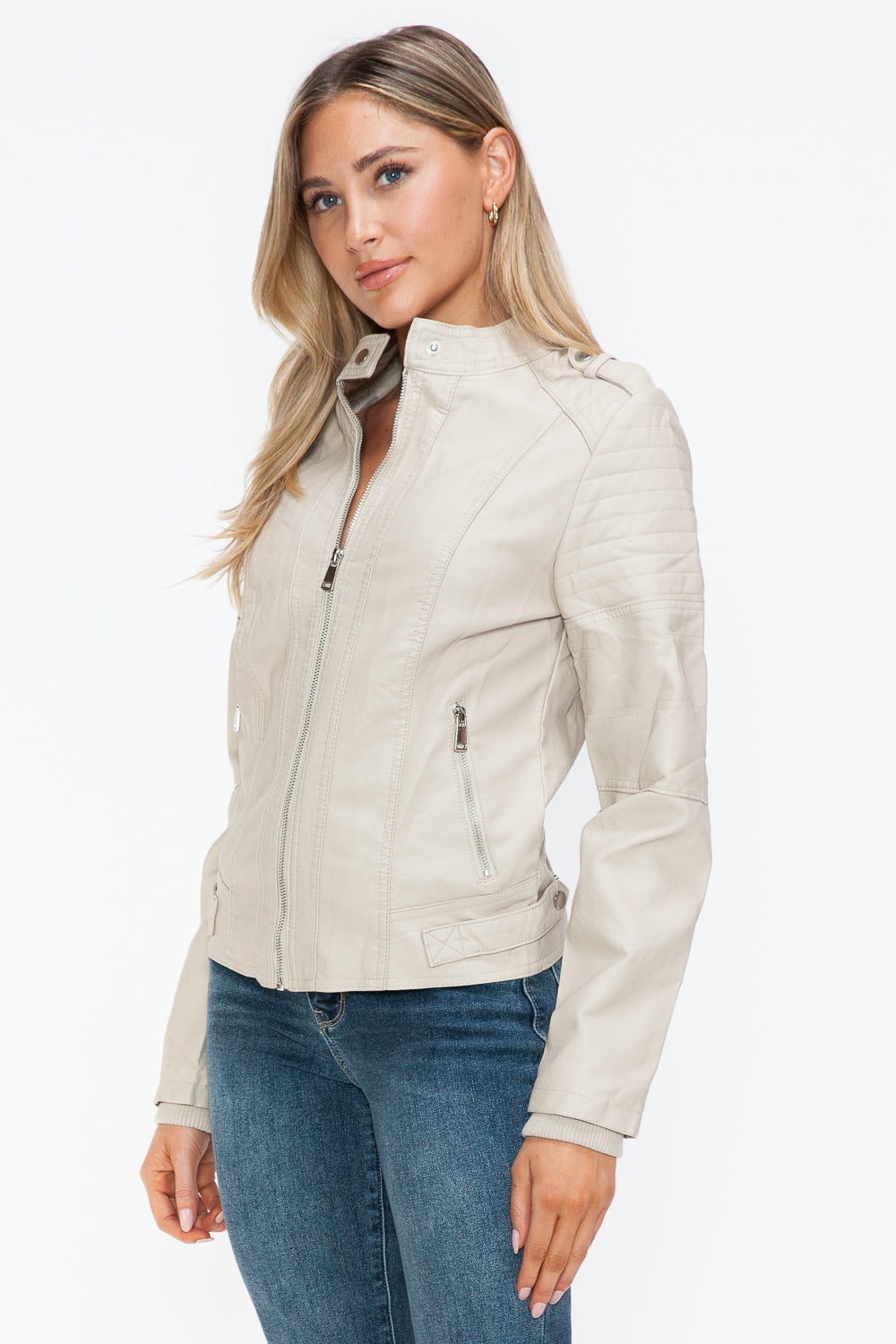 Outfit Flow - Snobbish PU Leather Biker Jacket with Side Zip Pockets