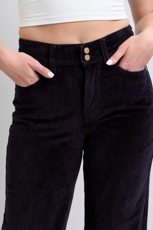 Judy Blue Full Size High Waist Corduroy Trouser Wide Plus Size OutfitFlow