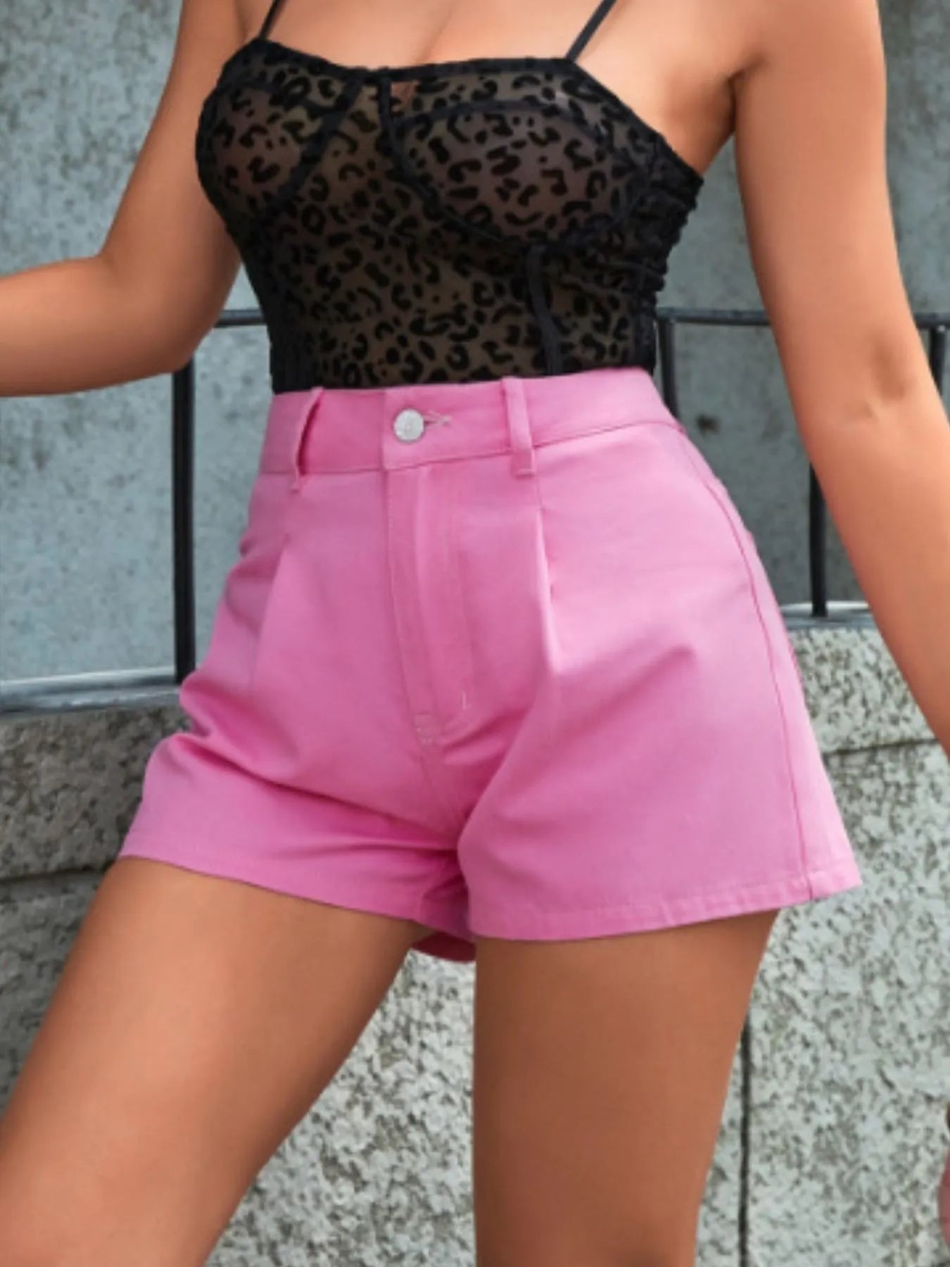 High-Waisted Denim Shorts OutfitFlow