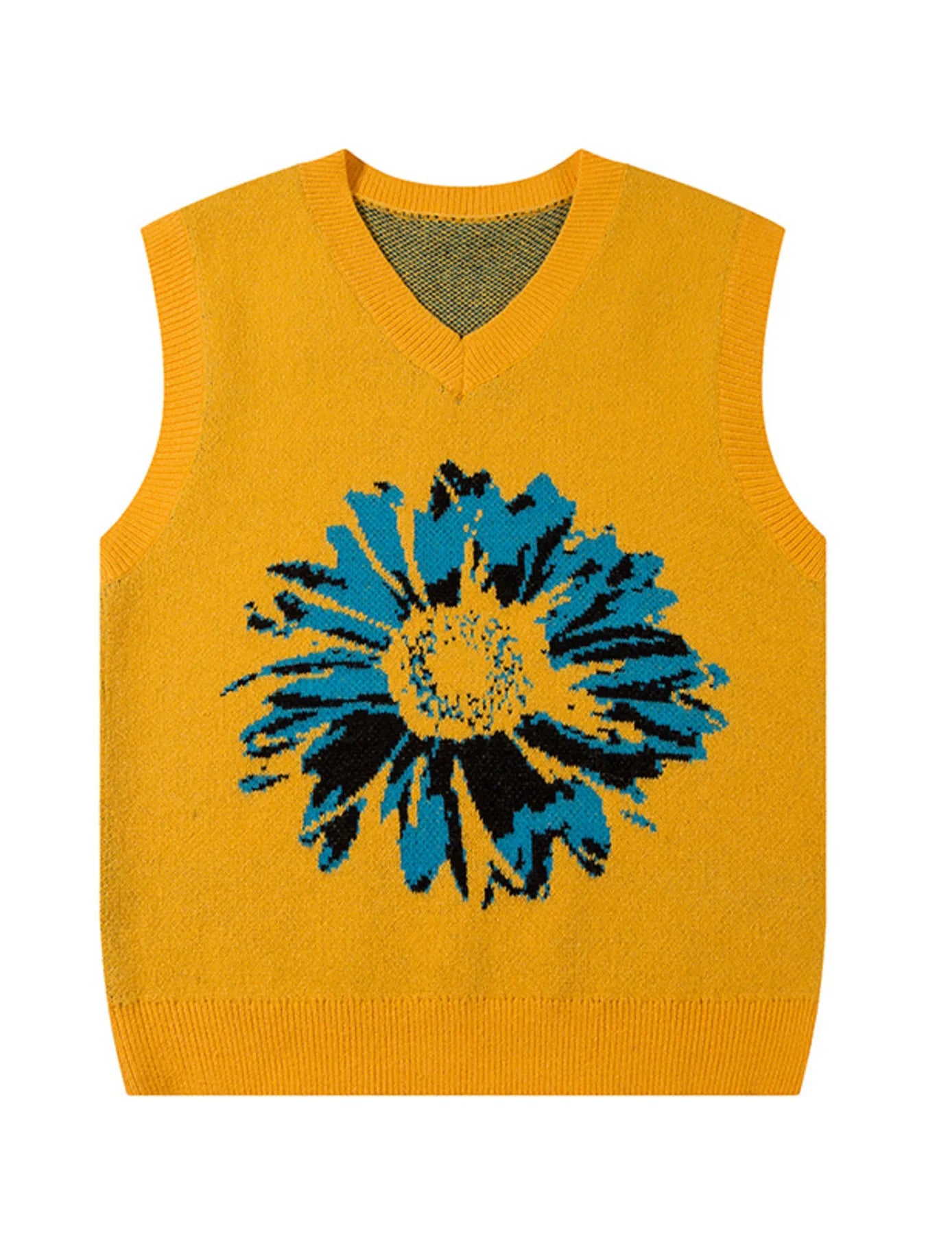Men's Floral V-Neck Sweater Vest Turmeric Trendsi