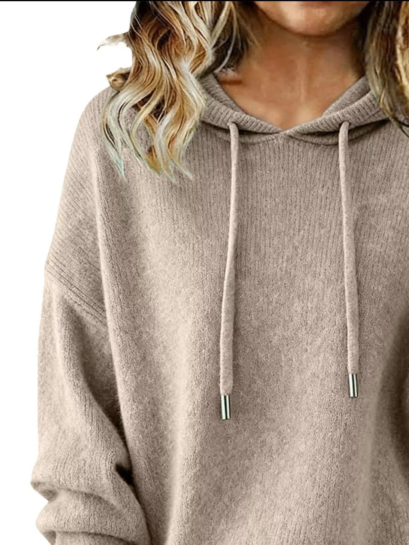 Drawstring Long Sleeve Hooded Sweater Trendsi