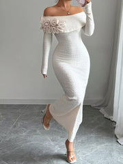 Flower Off-Shoulder Maxi Dress OutfitFlow