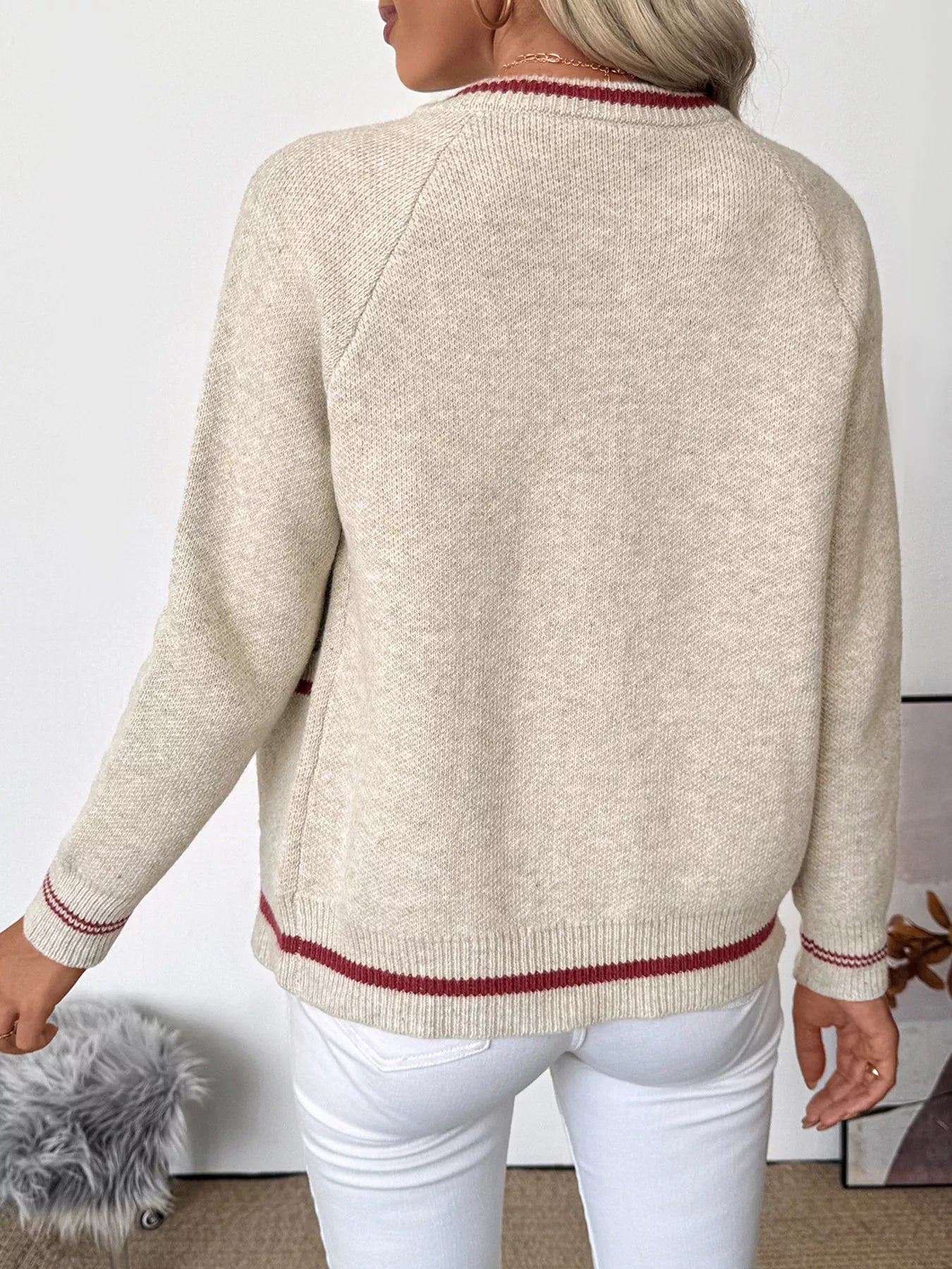 Zip Up Contrast Trim Cardigan OutfitFlow