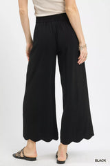 Umgee Linen Blend Scallop Hem Wide Leg Pants OutfitFlow