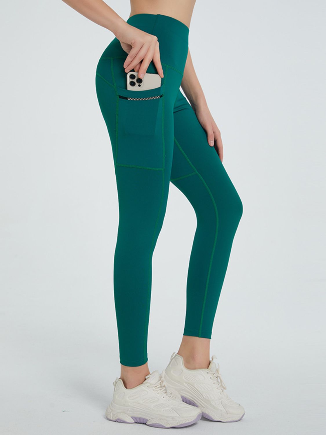 High Waist Active Leggings Dark Green OutfitFlow