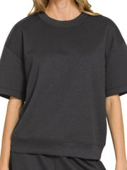 Zenana Scuba Short Sleeve Top & Shorts Set Trendsi