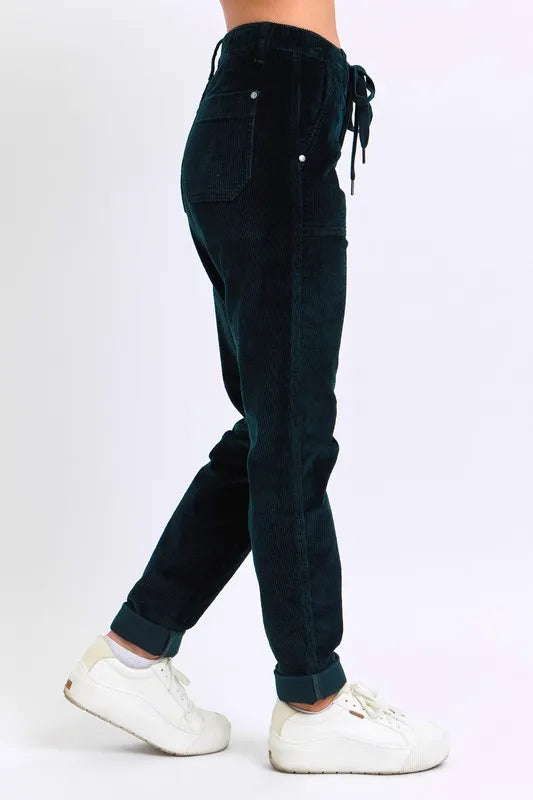 Judy Blue Full Size High Waist Corduroy Cuffed Jogger Plus Size OutfitFlow