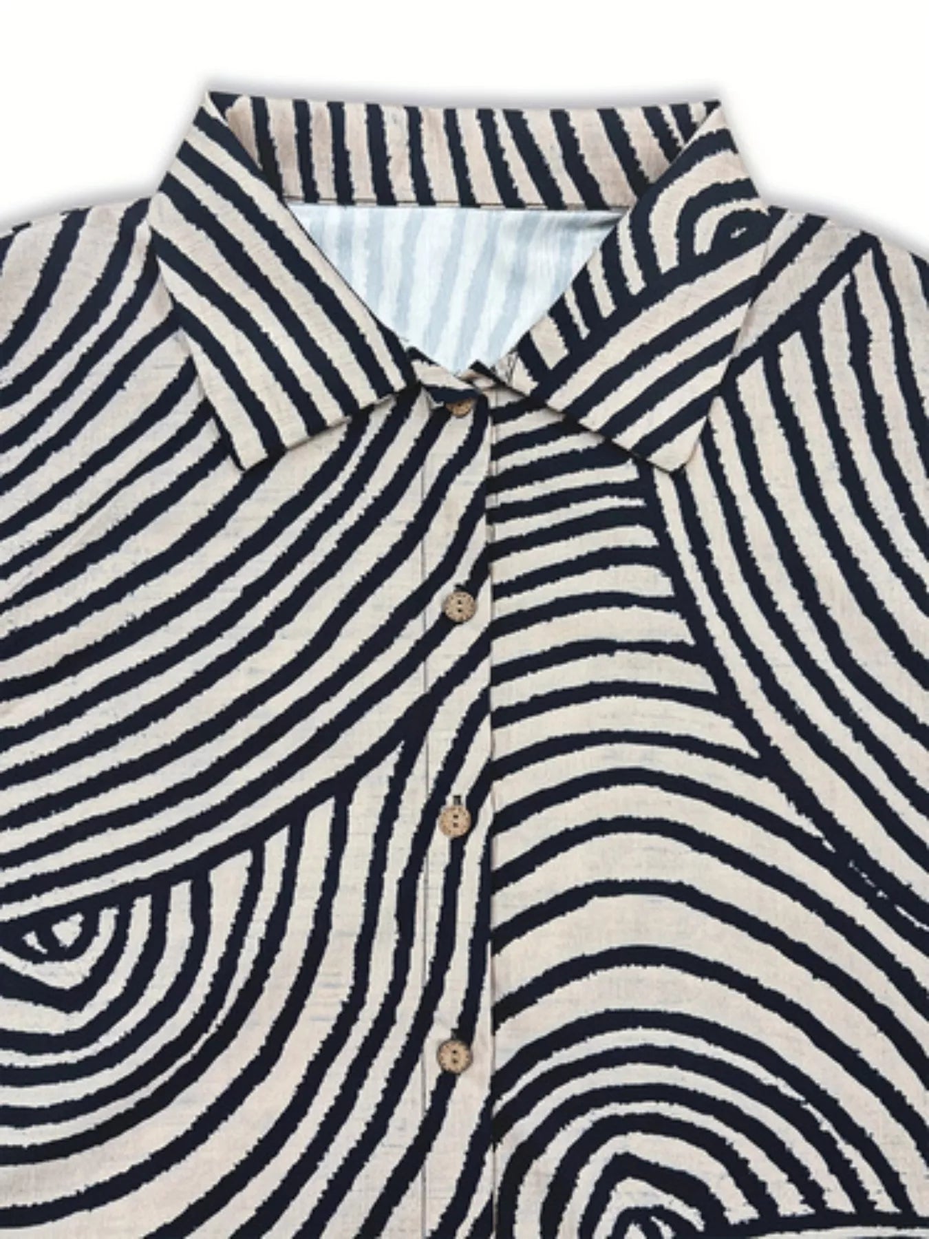 Plus Size Abstract Zebra Print Button-Down Shirt OutfitFlow