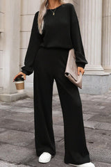 Outfit Flow - Round Neck Long Sleeve Jumpsuit