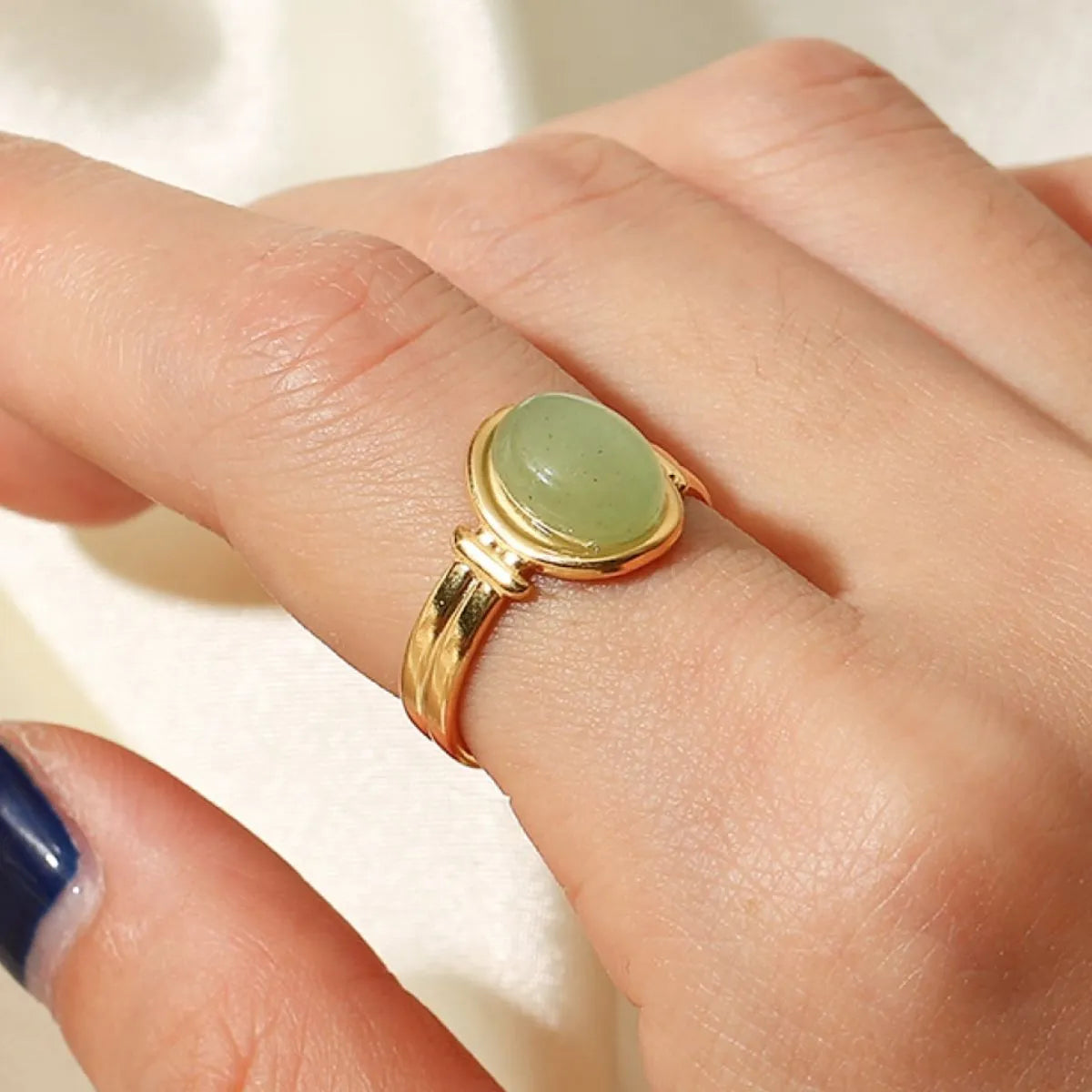 Vintage Natural Stone Gold Plated Adjustable Ring OutfitFlow