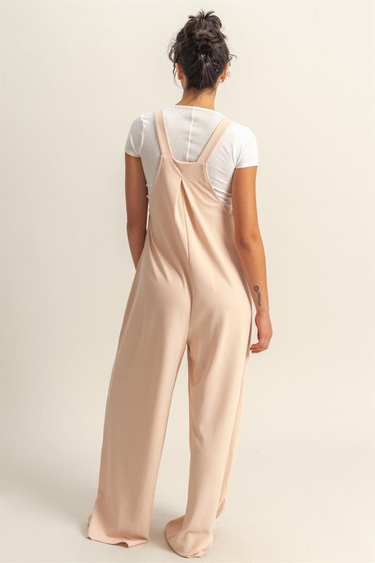 HYFVE Pleated Detail Front Pocket Wide Strap Overalls OutfitFlow