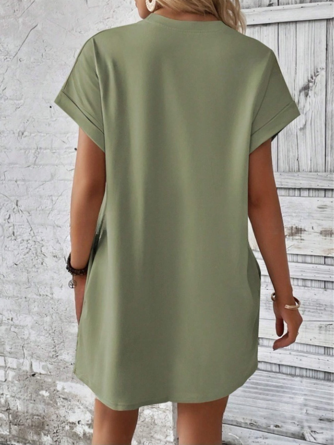 Short Sleeve Mini Tee Dress with Pockets OutfitFlow