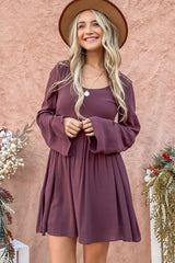 And The Why Back Lace Button Down Detail Bell Sleeve Dress OutfitFlow