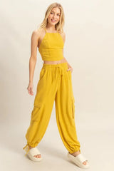 HYFVE Crop Top and Cargo Pants Set OutfitFlow
