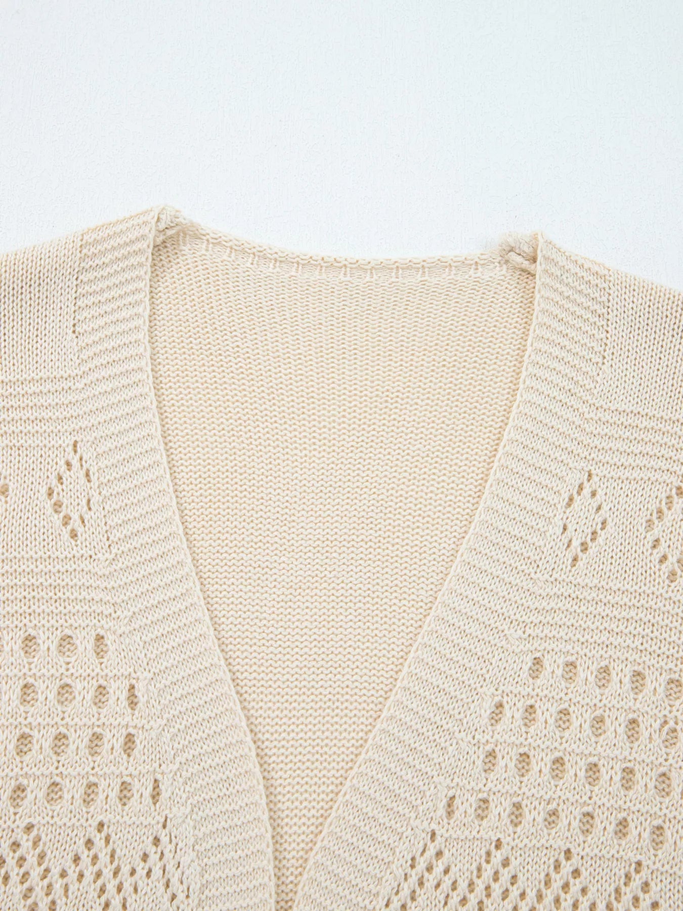 Hollowed Knit Open Front Cardigan OutfitFlow