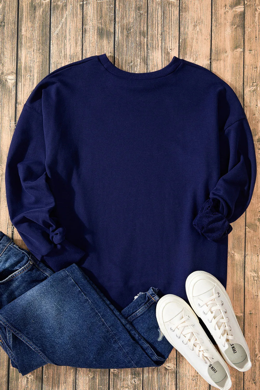 Outfit Flow - High-Low Round Neck Long Sleeve Sweatshirt