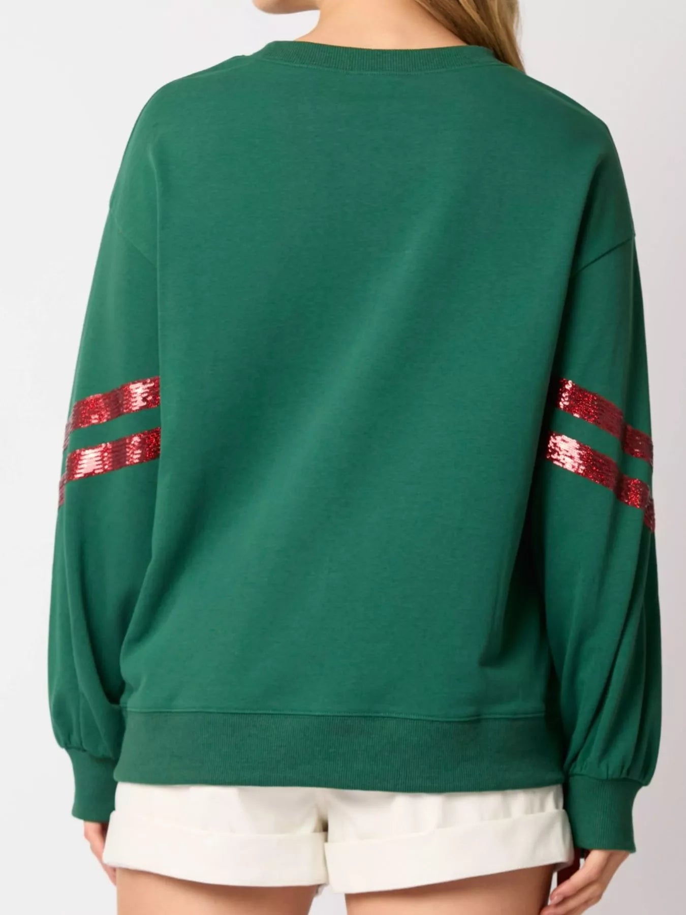 Christmas Sequin Santa Hat Holiday Sweatshirt OutfitFlow