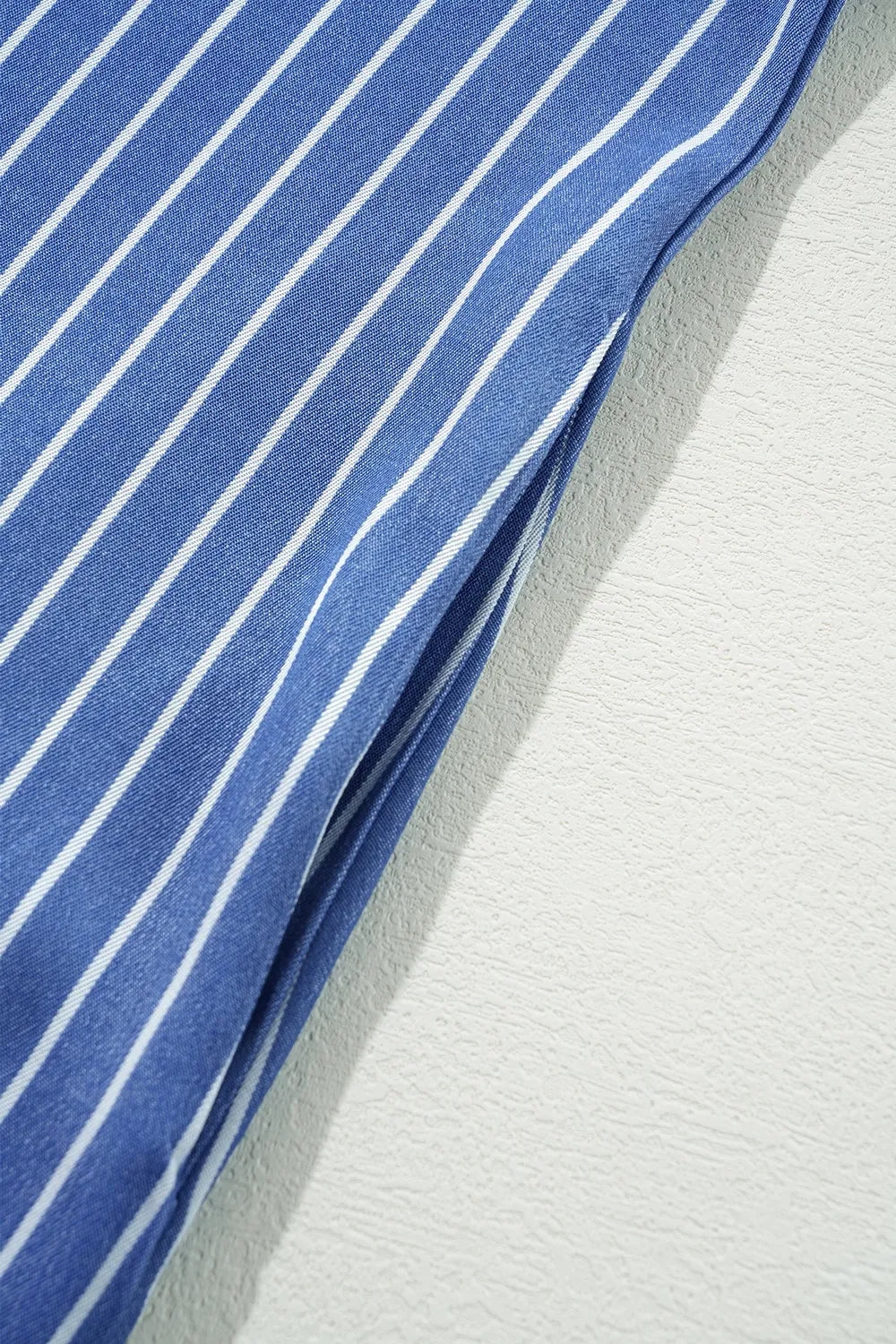 Stripe Frilly Split Neck Shirred Ruffle Sleeve Short Shift Dress OutfitFlow