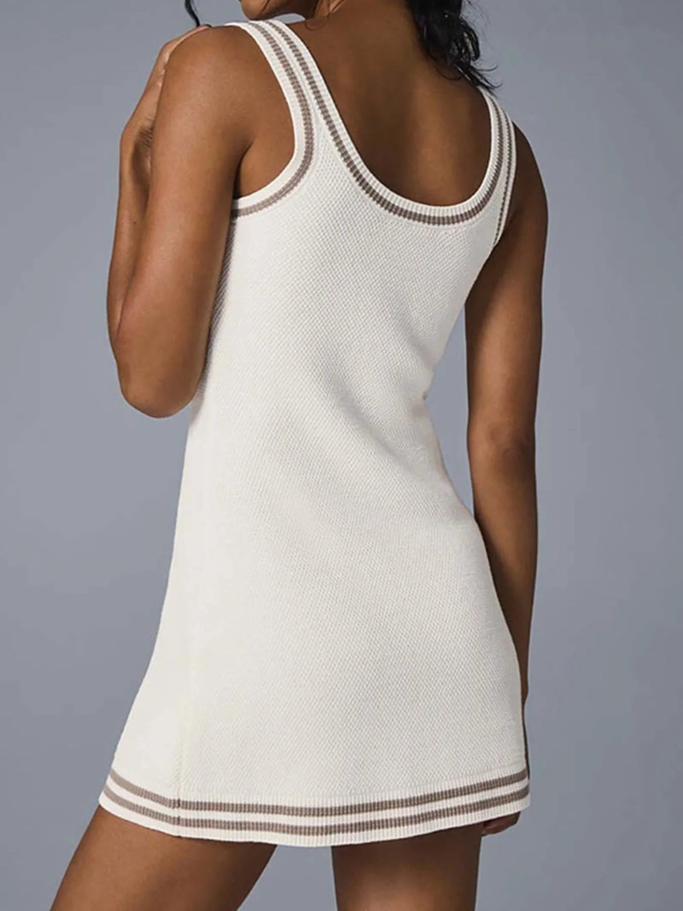 Contrast Trim Scoop Neck Knit Dress OutfitFlow