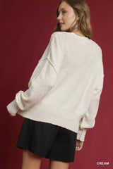 Umgee Button-Front V-Neck Knit Cardigan OutfitFlow