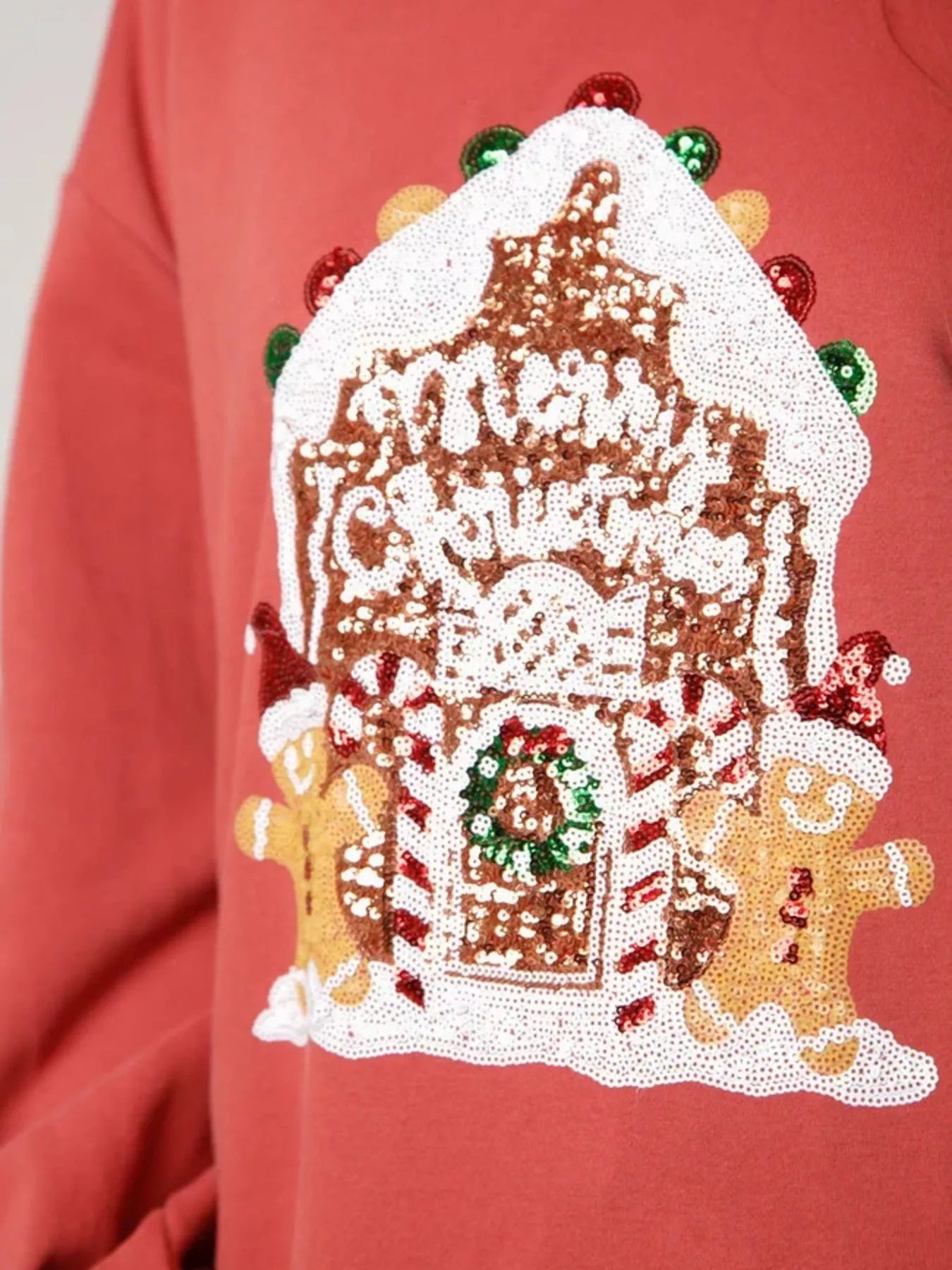 Christmas Sequin Round Neck Sweatshirt OutfitFlow