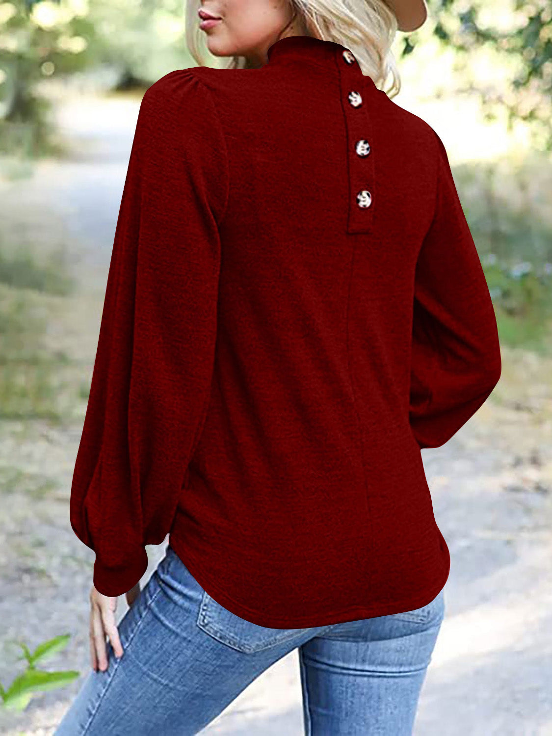 Outfit Flow - Full Size Mock Neck Long Sleeve T-Shirt