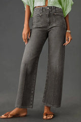 High-Waisted Wide-Leg Vintage Wash Jeans OutfitFlow