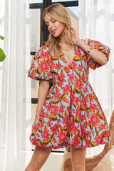 ADORA Puff Sleeve Floral Dress OutfitFlow
