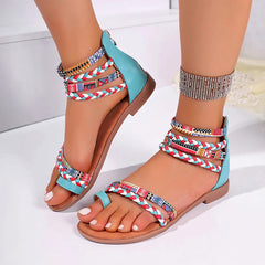 Toe Loop Flats Sandals Pastel Blue OutfitFlow