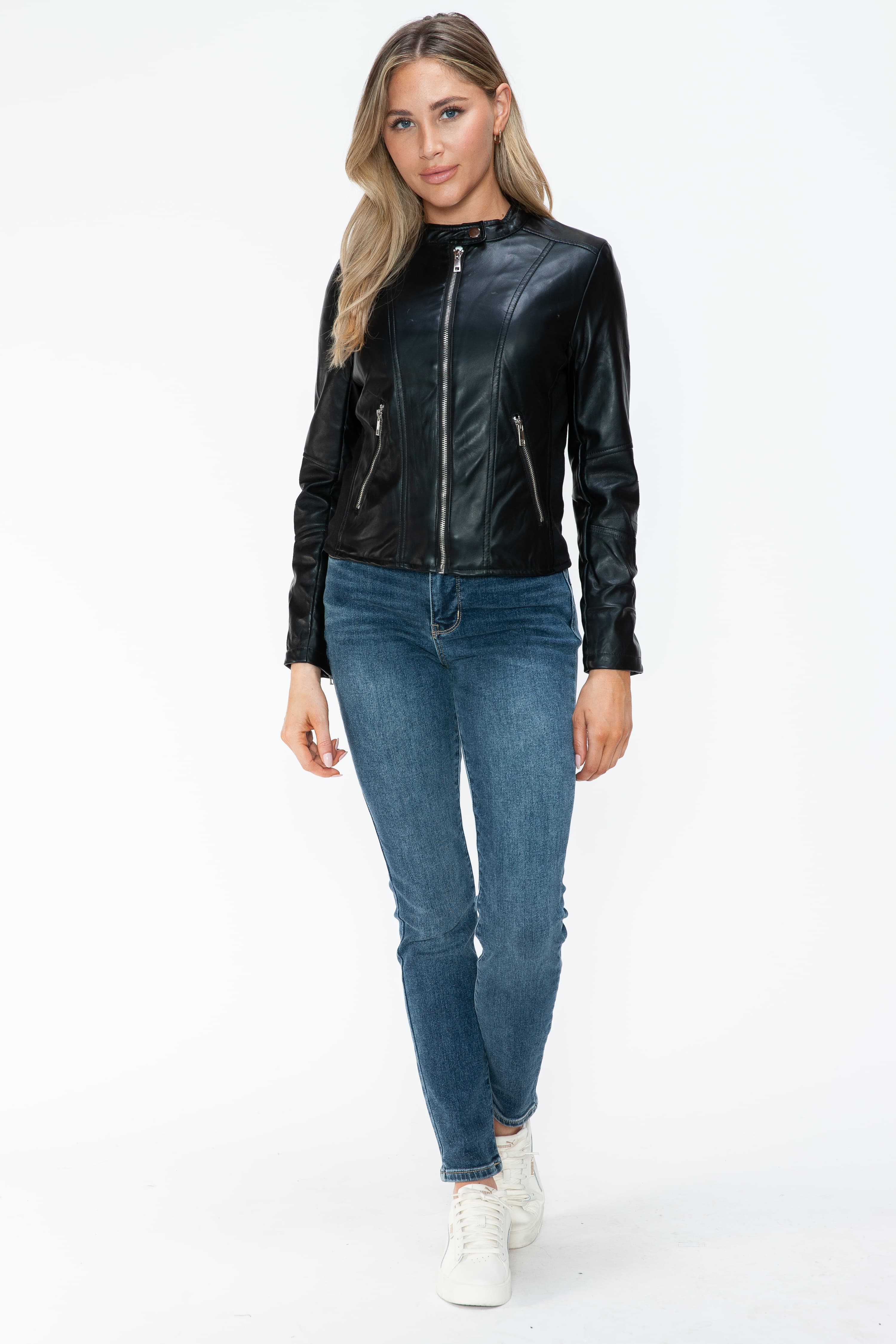 Outfit Flow - Snobbish PU Leather Zip Up Jacket with Pockets