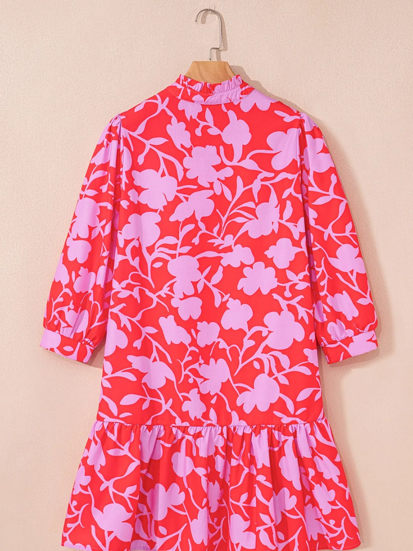 Floral Print Ruffle Hem Shirt Dress OutfitFlow