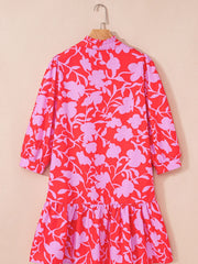 Floral Print Ruffle Hem Shirt Dress OutfitFlow