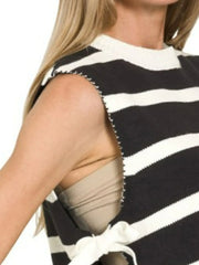 Zenana Side Tie Stripe Sweater Vest OutfitFlow