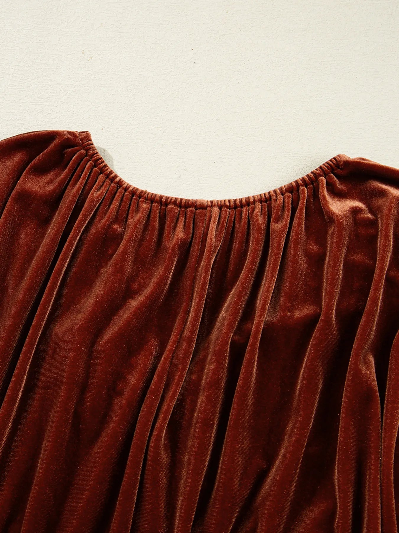 V Neck Puff Sleeve Velvet Dress OutfitFlow