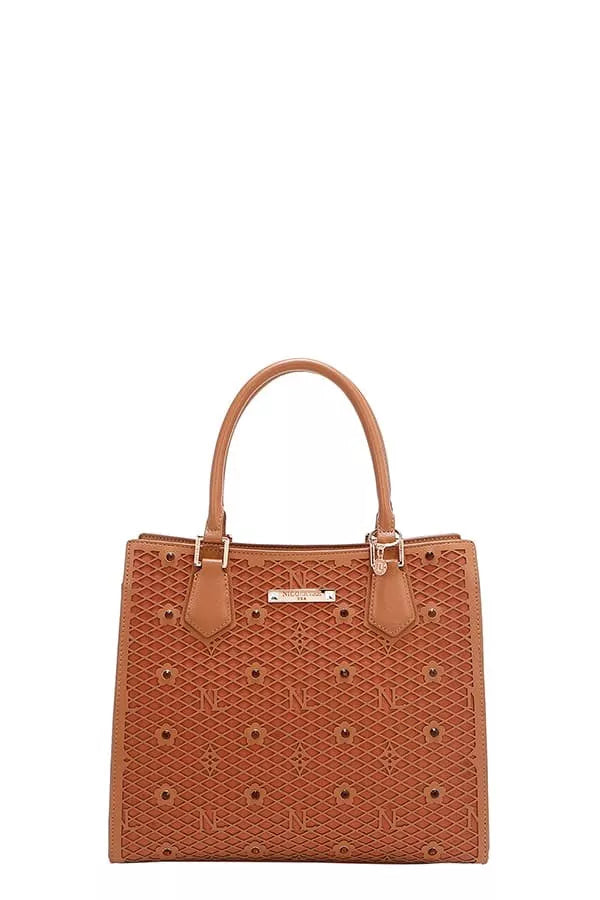 Nicole Lee USA Structured Tote Bag BROWN One Size OutfitFlow