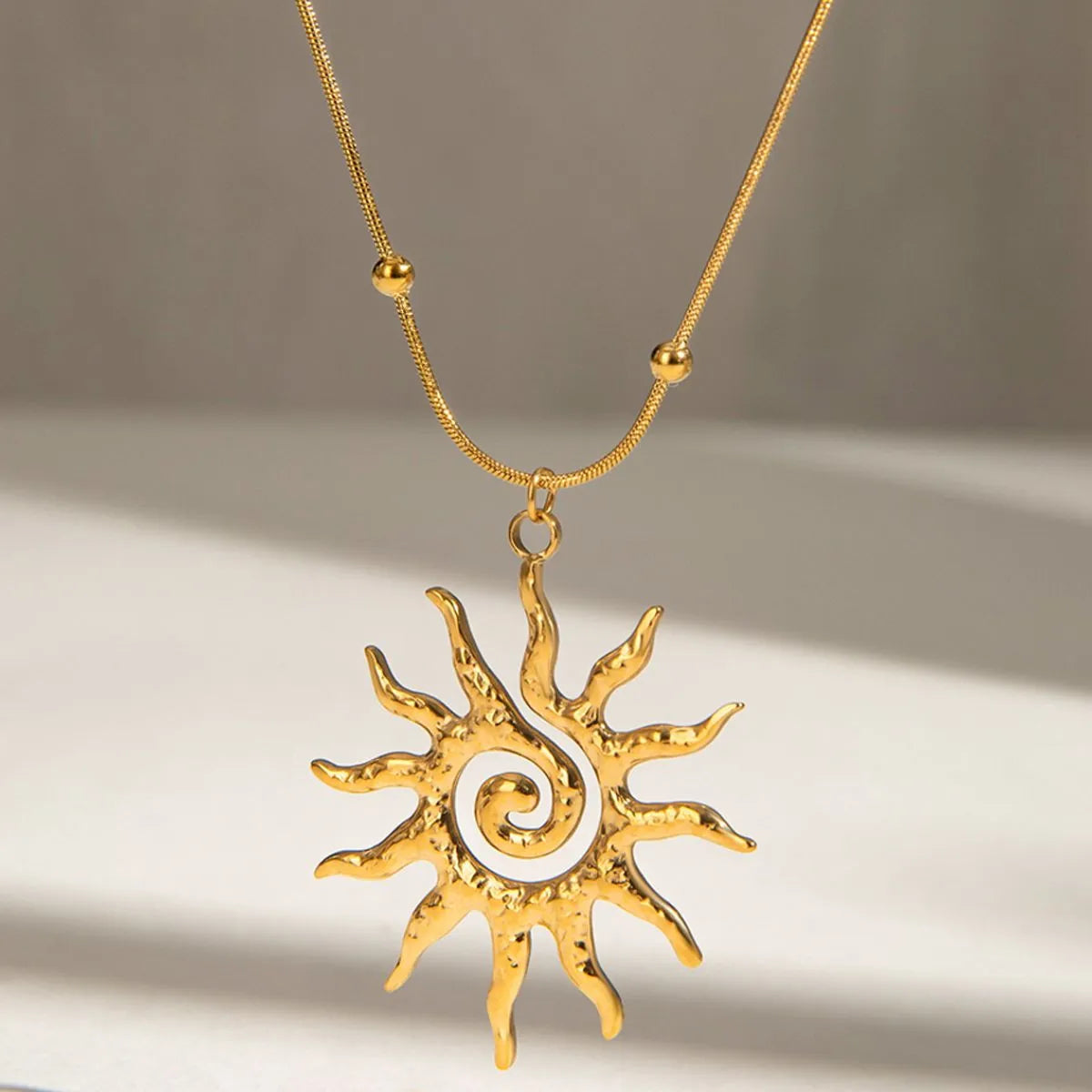 18K Gold-Plated Sun Pendant Necklace OutfitFlow