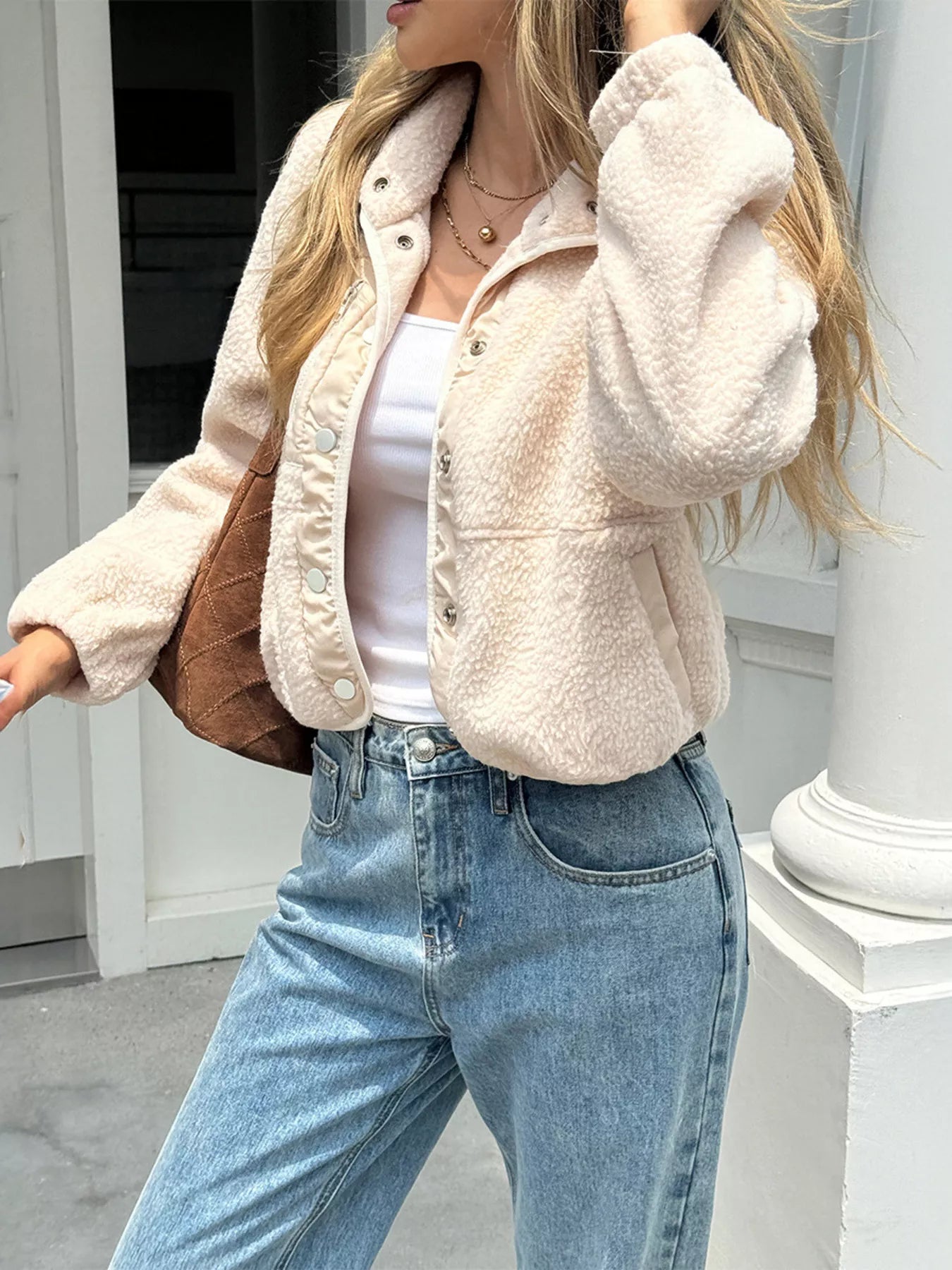 Snap Down Raglan Sleeve Jacket OutfitFlow