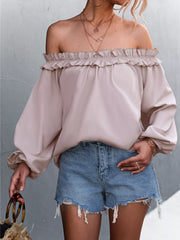 Frill Off-Shoulder Long Sleeve Blouse OutfitFlow