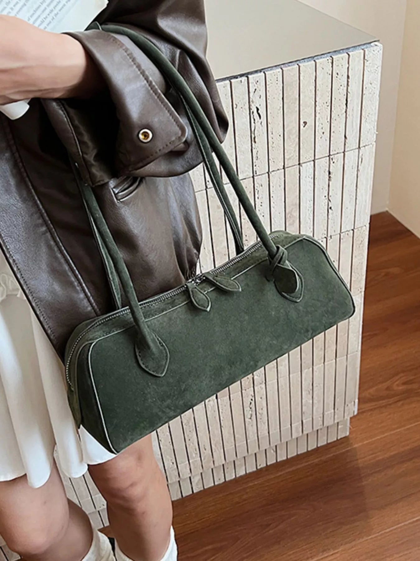 Solid Color Shoulder Bag Trendsi