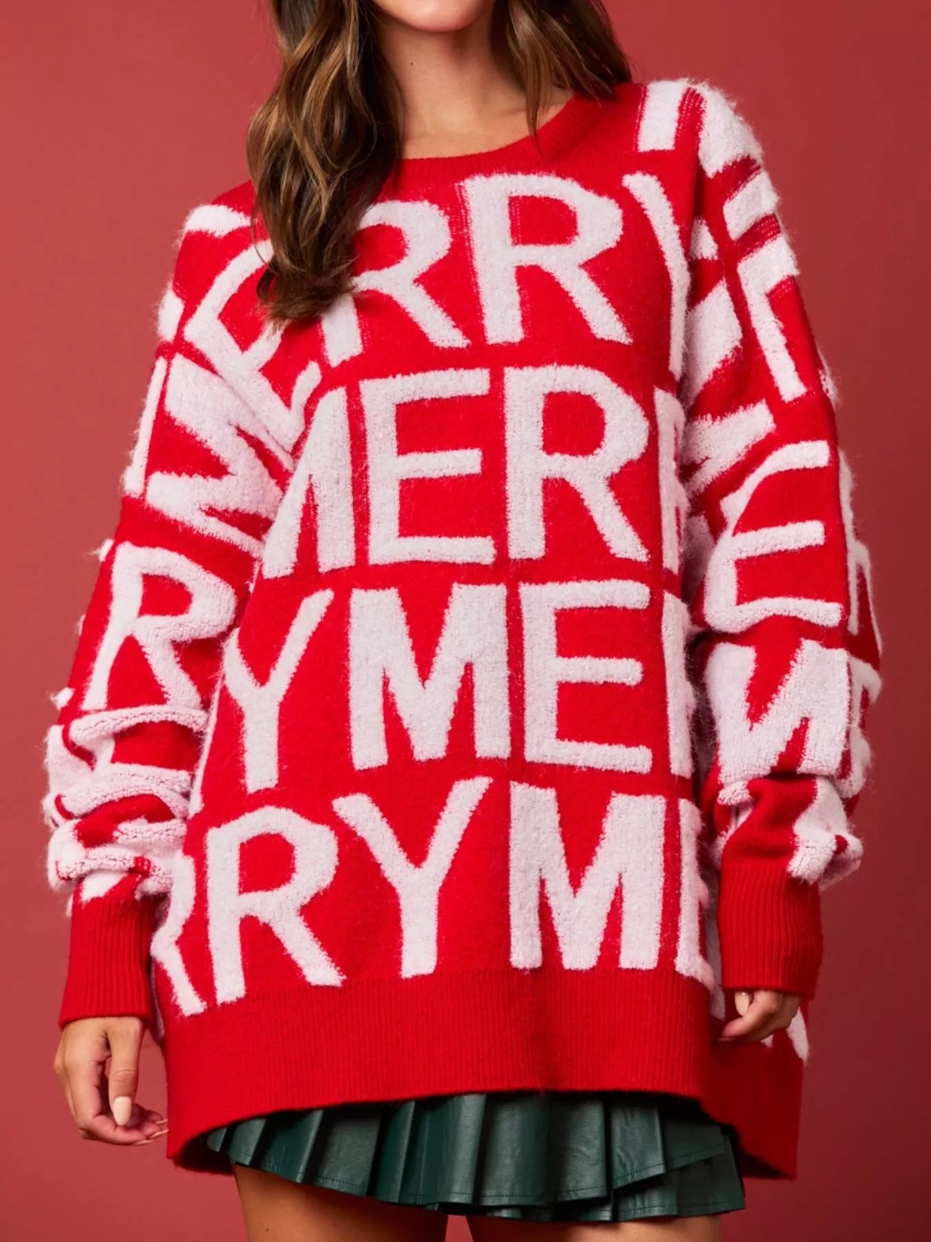 Christmas Merry Festive Holiday Sweater Red OutfitFlow