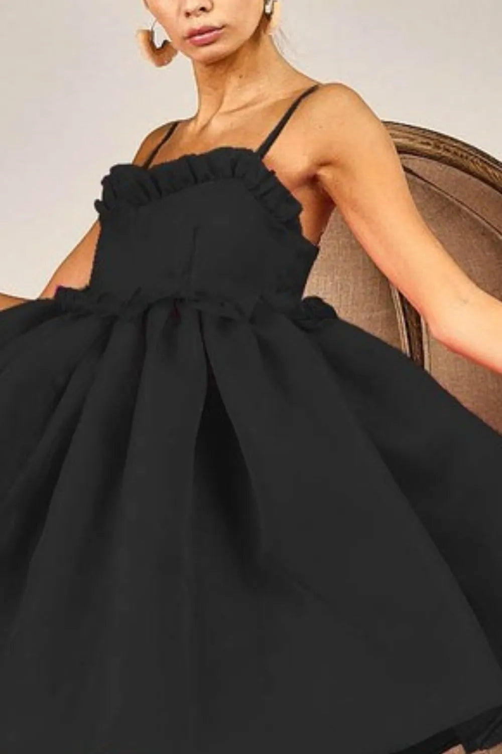 BiBi Ruffled Edge Sweet Heart Neck Sleeveless Tulle Dress OutfitFlow