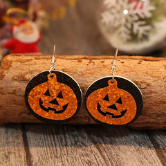 PU Leather Pumpkin Earrings OutfitFlow