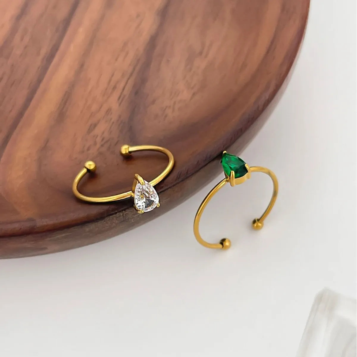 2-Piece 18K Gold-Plated Inlaid Zircon Open Ring OutfitFlow