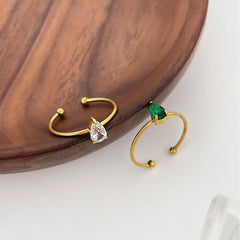 2-Piece 18K Gold-Plated Inlaid Zircon Open Ring OutfitFlow