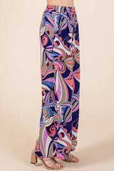 Mittoshop Abstract Print Elastic Waist Wide Leg Pants OutfitFlow