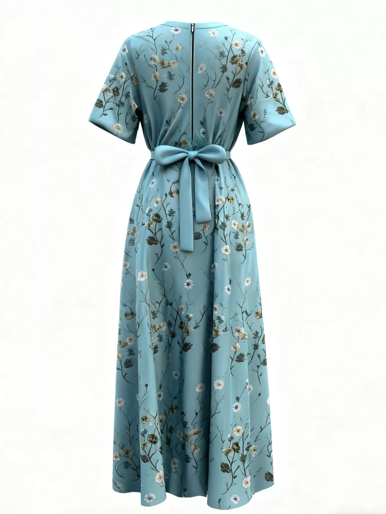 Floral Surplice Short Sleeve Dress OutfitFlow