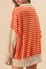 Outfit Flow - Striped Johnny Collar Long Sleeve Sweatshirt